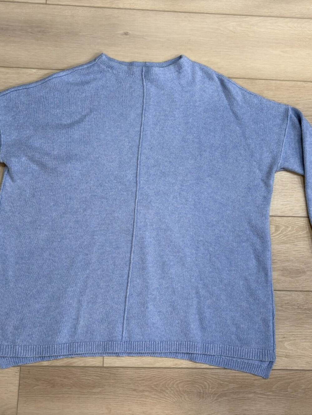 J.Jill Womens Sweater XL Blue XL 3/4 Sleeve Mock Neck Exposed Seam Cotton Blend